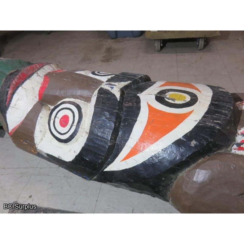 R-205: First Nations 12ft Three Character Totem Pole – Cedar