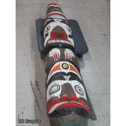 R-205: First Nations 12ft Three Character Totem Pole – Cedar