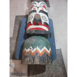 R-205: First Nations 12ft Three Character Totem Pole – Cedar