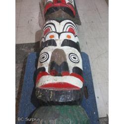 R-205: First Nations 12ft Three Character Totem Pole – Cedar