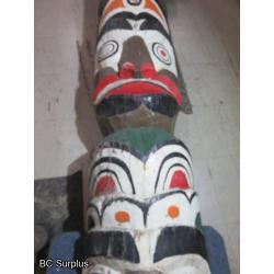 R-205: First Nations 12ft Three Character Totem Pole – Cedar