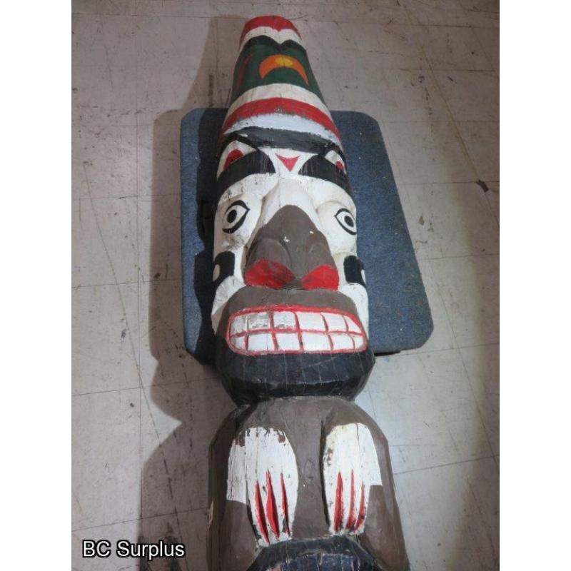 R-205: First Nations 12ft Three Character Totem Pole – Cedar