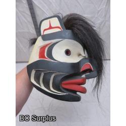 R-1: Carved Indigenous Mask – “Hawk” - Signed