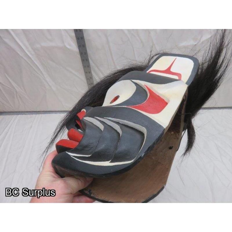 R-1: Carved Indigenous Mask – “Hawk” - Signed