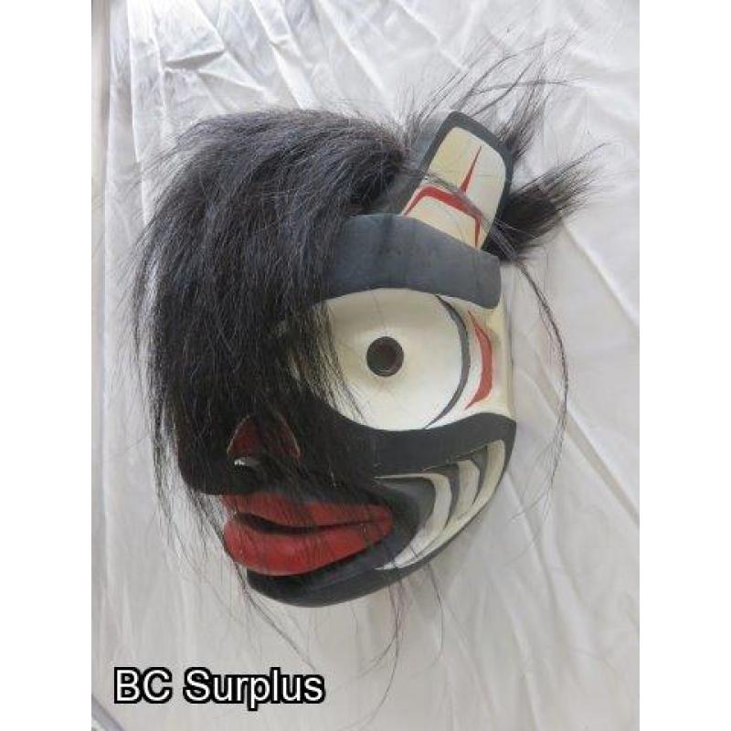 R-1: Carved Indigenous Mask – “Hawk” - Signed