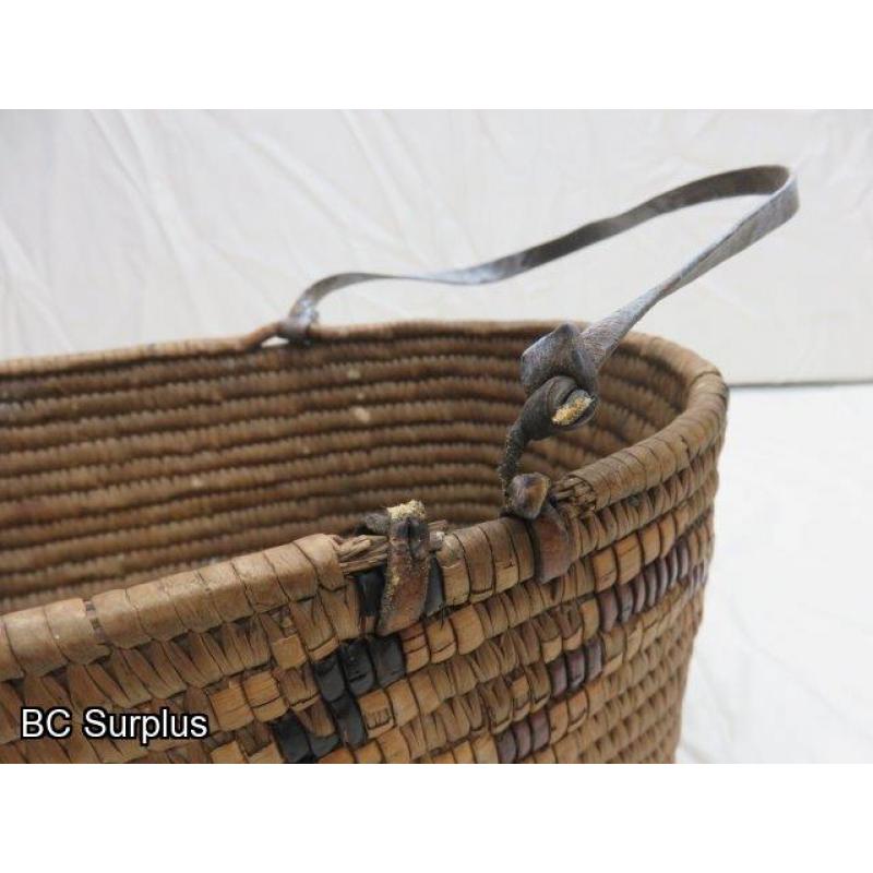 R-23: Salish Basket with Leather Straps – Vintage