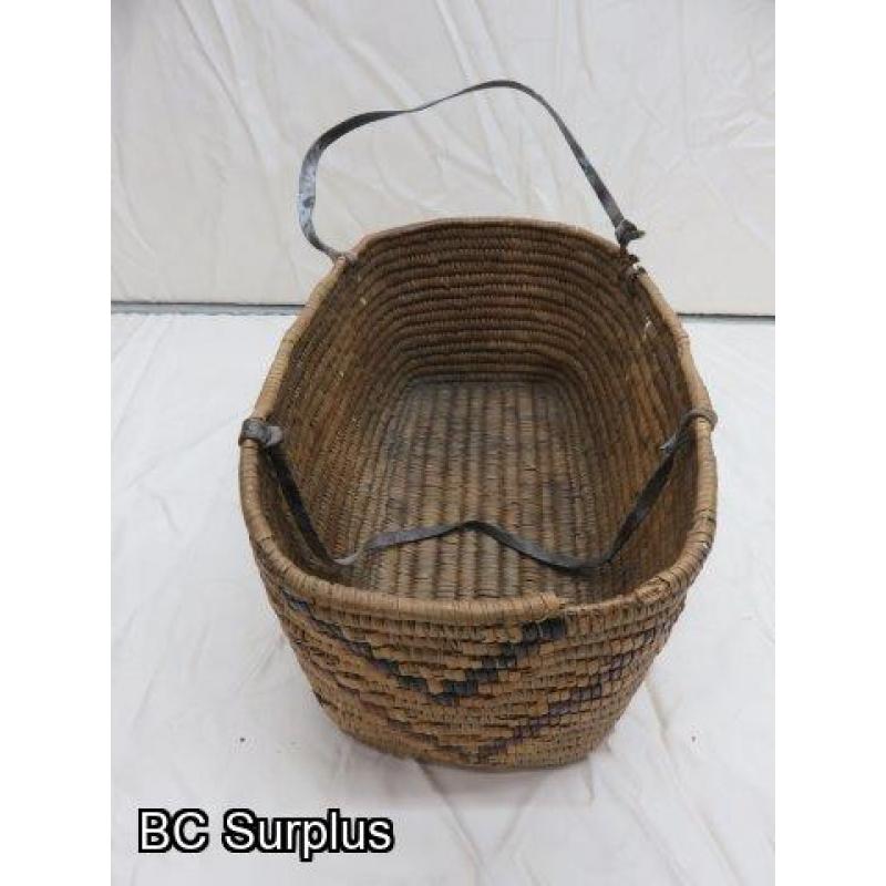 R-23: Salish Basket with Leather Straps – Vintage