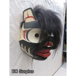 R-1: Carved Indigenous Mask – “Hawk” - Signed