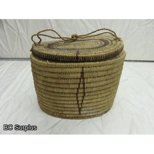 R-27: Vintage Woven Lidded Storage Basket