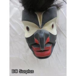 R-1: Carved Indigenous Mask – “Hawk” - Signed