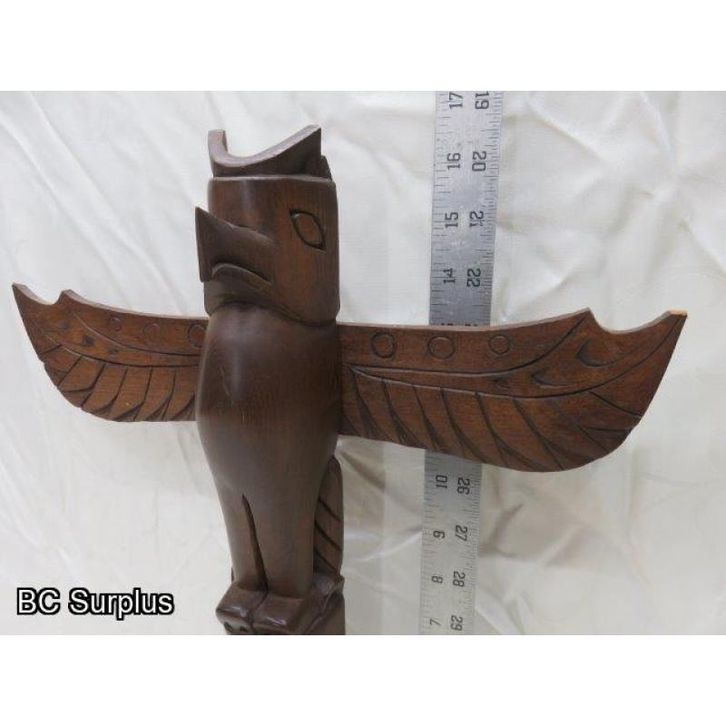 R-44: Hand Carved Vintage Totem Pole