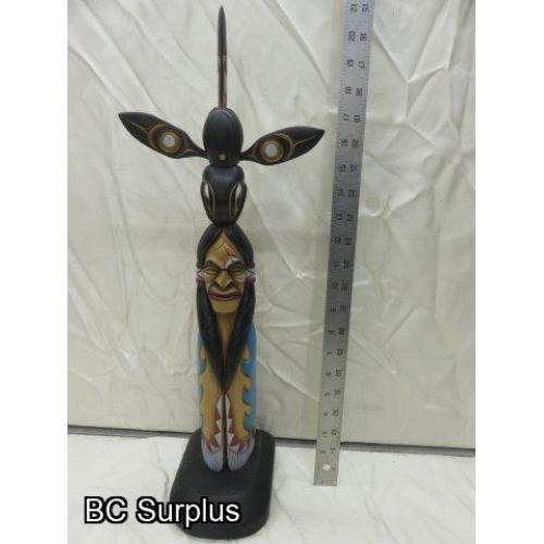 R-46: Hand Carved Vintage Totem Pole