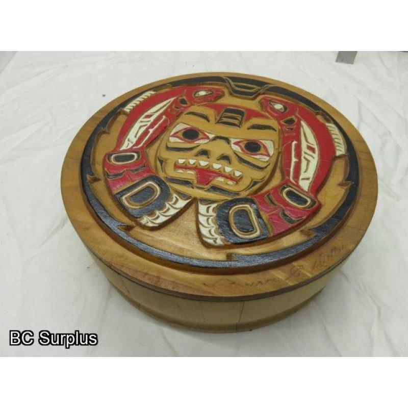 R-52: Indigenous Salmon Carved Cedar Drum Box