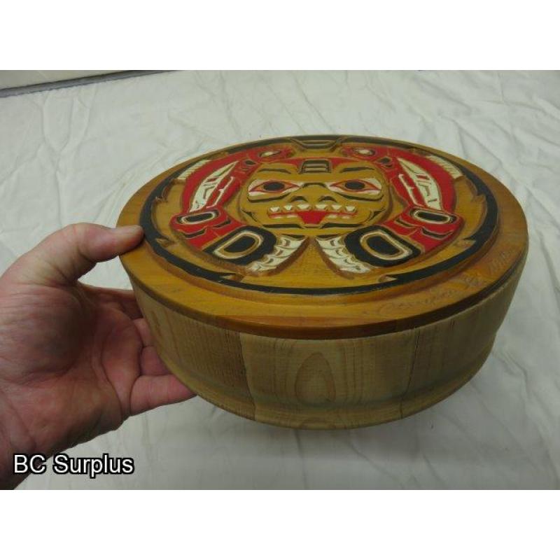 R-52: Indigenous Salmon Carved Cedar Drum Box