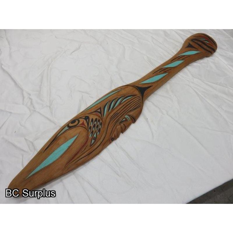 R-56: Indigenous Carved Salish Paddle – 2 Characters