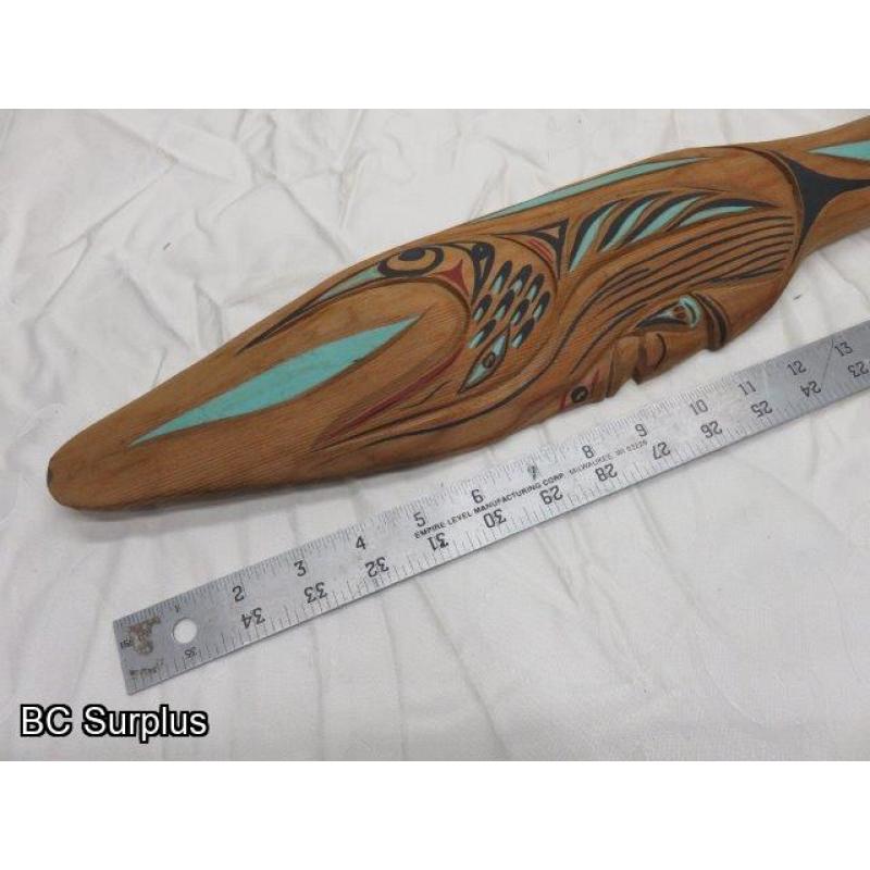 R-56: Indigenous Carved Salish Paddle – 2 Characters