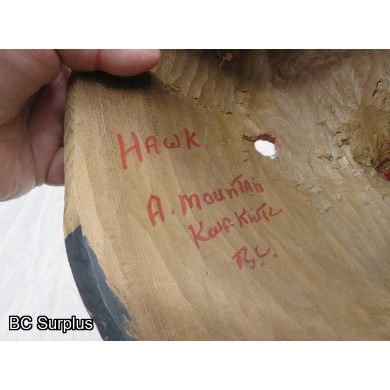 R-1: Carved Indigenous Mask – “Hawk” - Signed