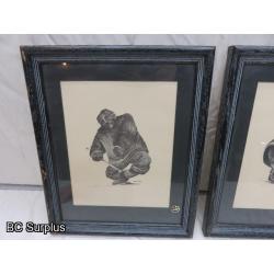 R-80: Hilda Laurie Inuit Drawings – Signed & Framed – 2 Items