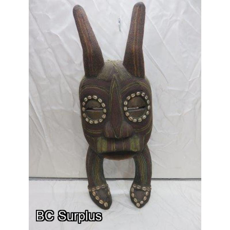 R-67: Tribal Mask with Inlaid Shells & Beads – Wood & Mud