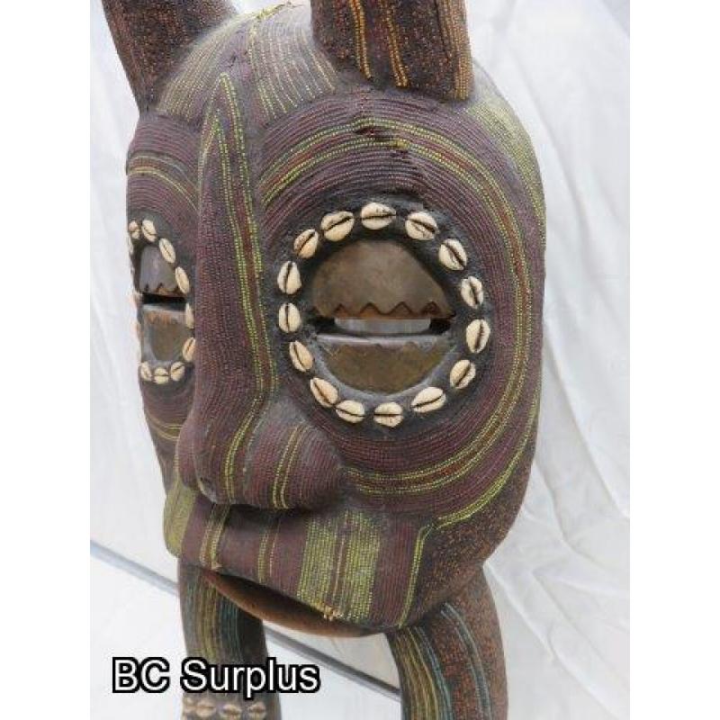 R-67: Tribal Mask with Inlaid Shells & Beads – Wood & Mud