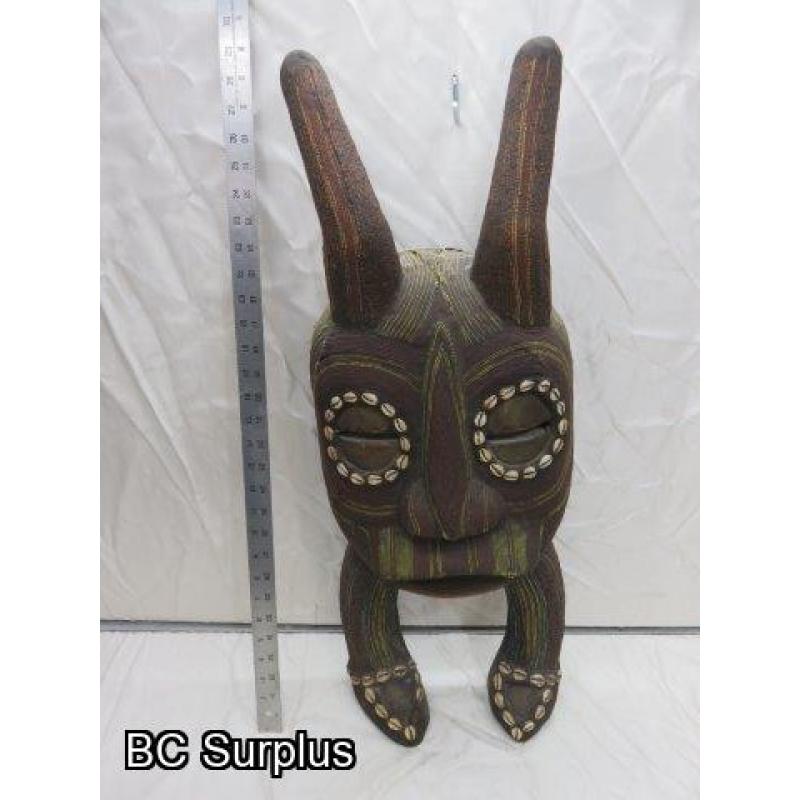 R-67: Tribal Mask with Inlaid Shells & Beads – Wood & Mud