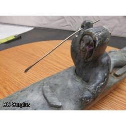 R-88: Inuit Soapstone Carving – Hunter in Kayak – Signed