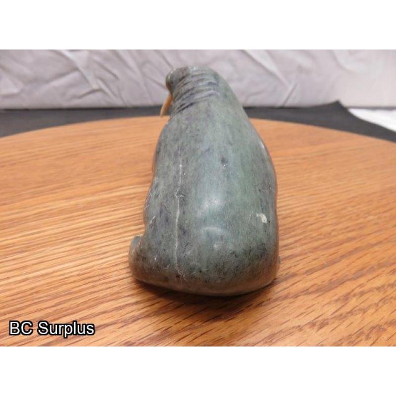 R-89: Inuit Soapstone Carving – Walrus – Signed