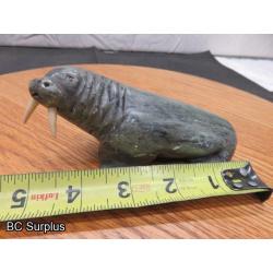 R-89: Inuit Soapstone Carving – Walrus – Signed