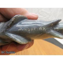 R-90: Inuit Soapstone Carving – Arctic Char – Signed