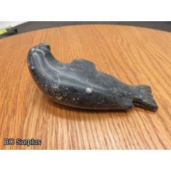 R-93: Inuit Soapstone Carving – Seal – Signed