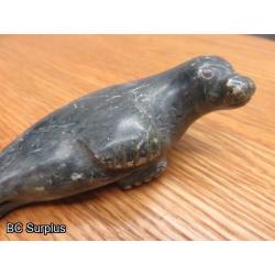 R-93: Inuit Soapstone Carving – Seal – Signed