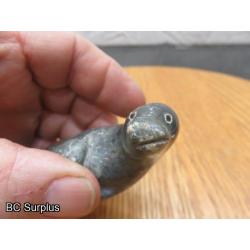 R-93: Inuit Soapstone Carving – Seal – Signed