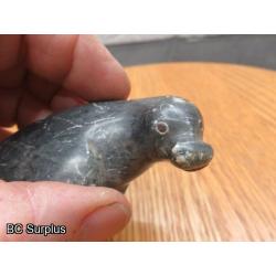 R-93: Inuit Soapstone Carving – Seal – Signed