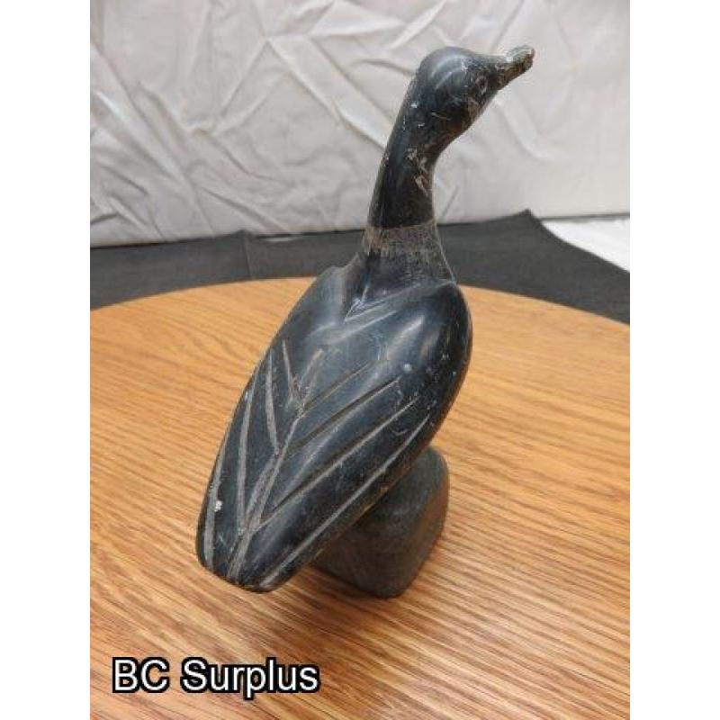 R-94: Inuit Soapstone Carving – Swan or Goose – Signed