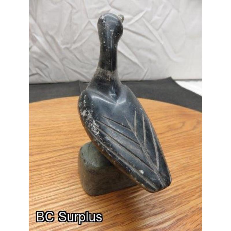 R-94: Inuit Soapstone Carving – Swan or Goose – Signed