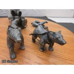 R-95: Inuit Soapstone Carving – Hunter on Sled with Dog Team