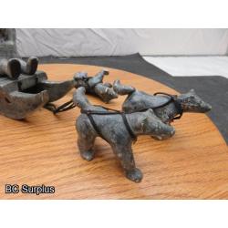 R-95: Inuit Soapstone Carving – Hunter on Sled with Dog Team