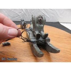 R-95: Inuit Soapstone Carving – Hunter on Sled with Dog Team