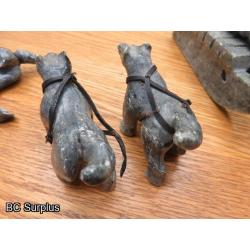 R-95: Inuit Soapstone Carving – Hunter on Sled with Dog Team