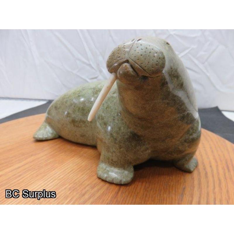 R-82: Inuit Soapstone Carving – Walrus