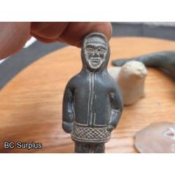 R-98: Inuit Stone Carvings – Beluga; Seals; Hunter – 4 Items