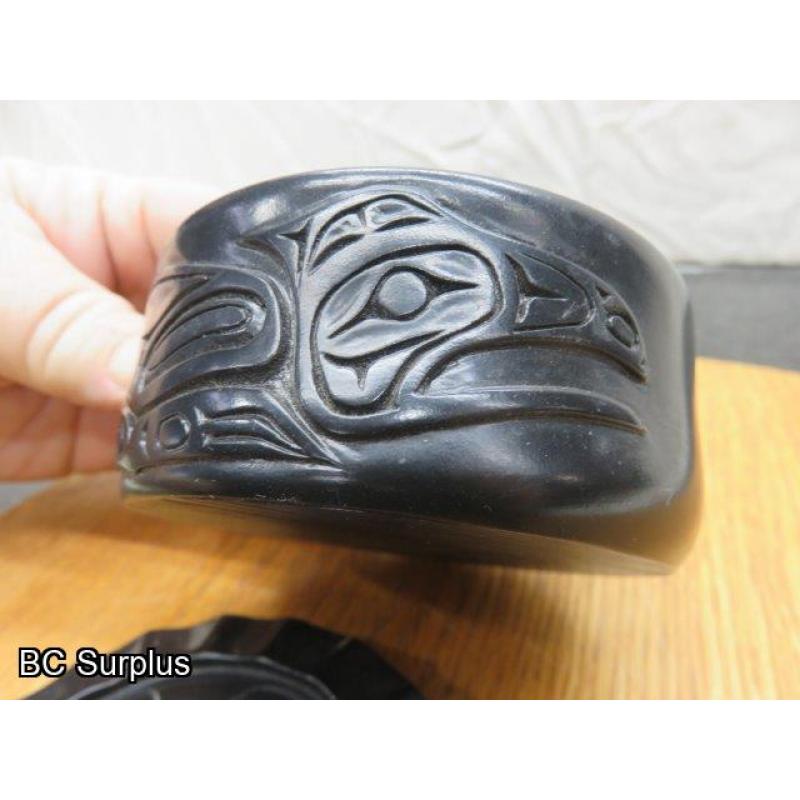 R-101: Haida Argillite Trinket Box with Lid – Inlaid