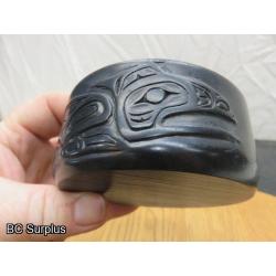 R-101: Haida Argillite Trinket Box with Lid – Inlaid