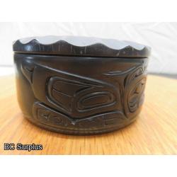 R-101: Haida Argillite Trinket Box with Lid – Inlaid