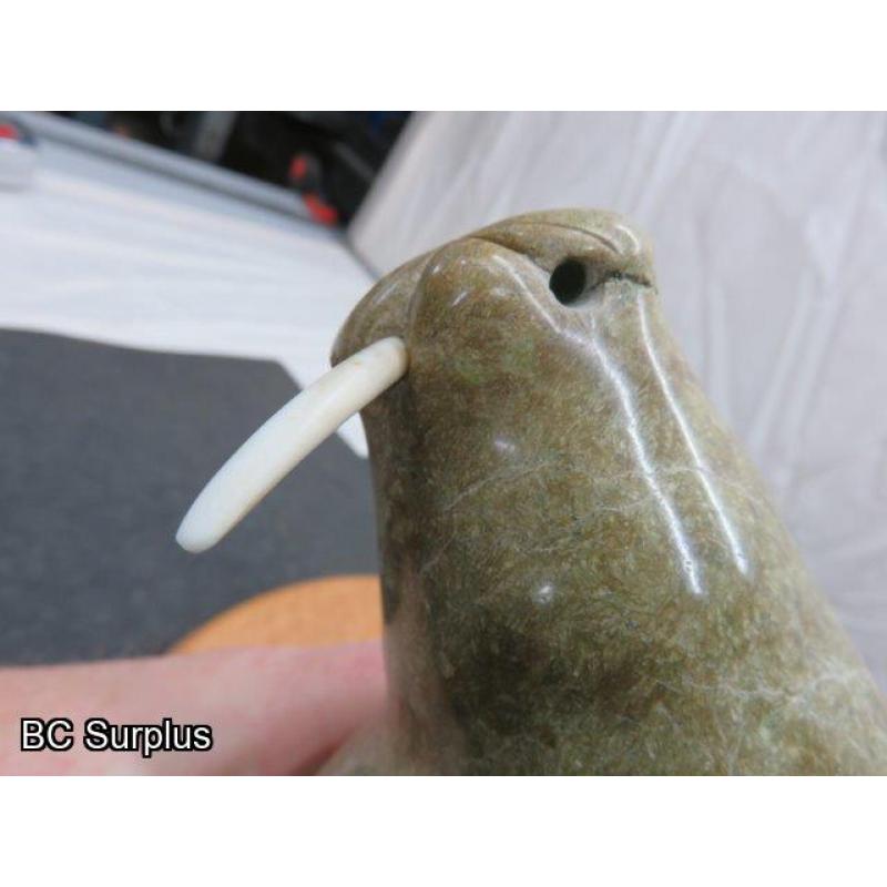 R-82: Inuit Soapstone Carving – Walrus