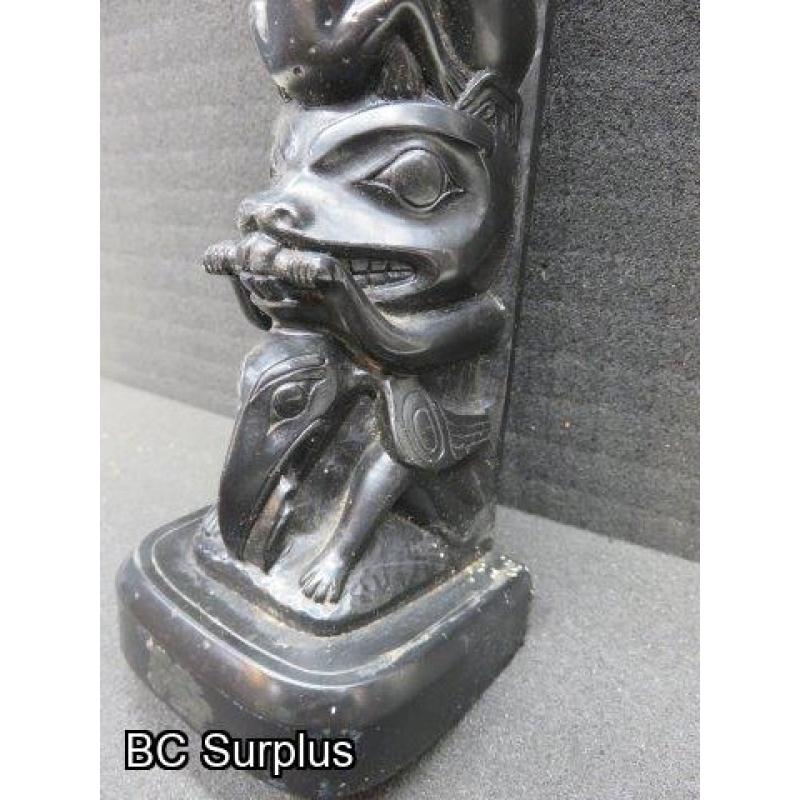 R-104: Haida Argillite Totem – “Boma” Signature – 12.5 inches