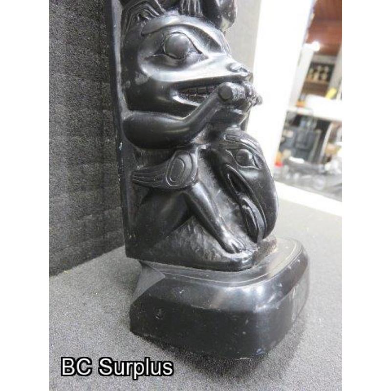 R-104: Haida Argillite Totem – “Boma” Signature – 12.5 inches