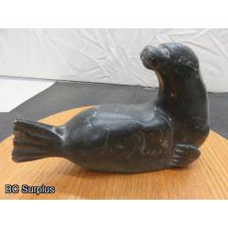 R-83: Inuit Soapstone Carving – Seal – Signed