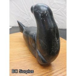 R-83: Inuit Soapstone Carving – Seal – Signed