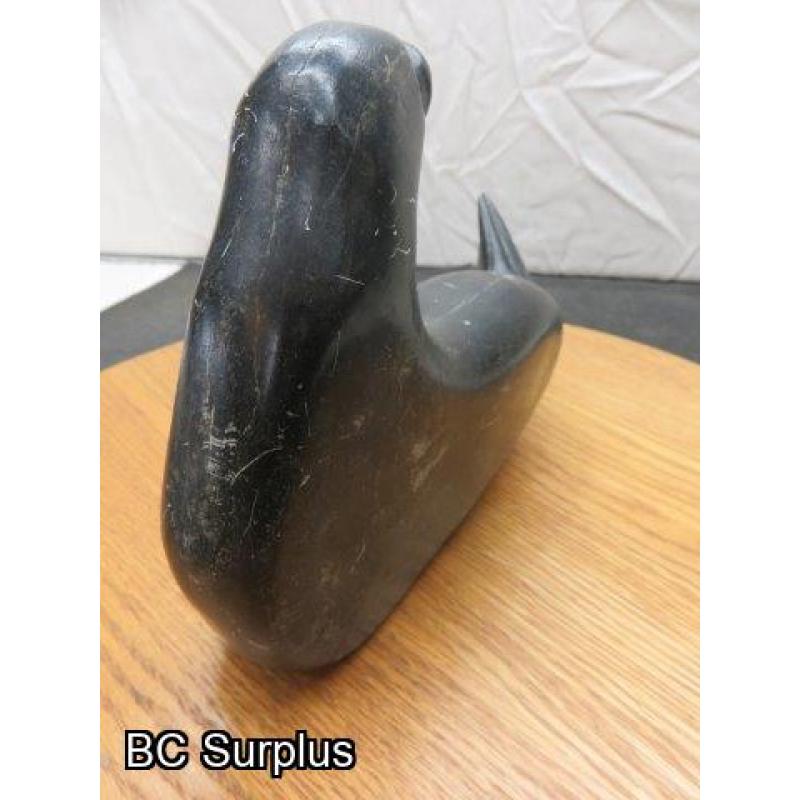 R-83: Inuit Soapstone Carving – Seal – Signed